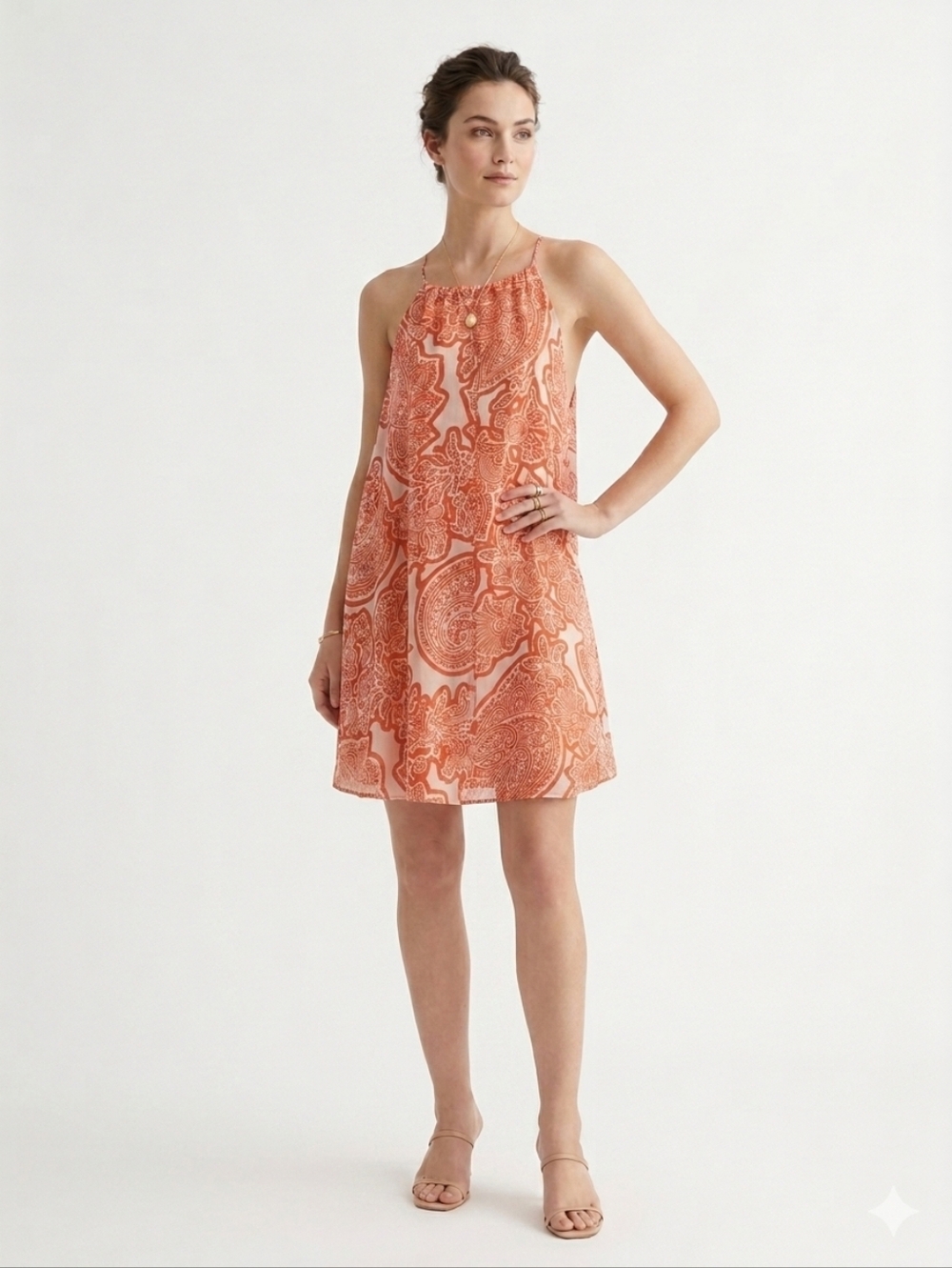 Michael Kors Womens Silk Paisley Halter Swing A-Line Flowy Mini Dress SIze XS